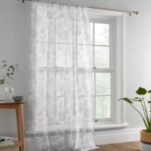 Marinelli Floral Print Slot Top Voile Curtain Panel, Grey, 55 x 48" - Dreams&drapes