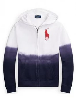 Ralph Lauren Boys Ombre Big Pony Zip Through Hoodie - White, Size 14-16 Years, L