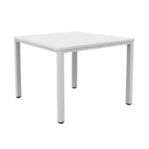 Tc Fraction Infinity 160 x 160 Meeting Table - White with Silver Legs