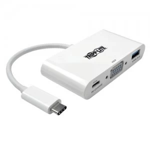 Tripp Lite USB Type-C (USB-C) to VGA External Video Adapter with USB-A Hub and USB-C PD Charging Ports 1920 x 1080 (1080p)