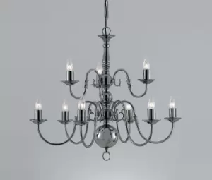 Flemish Gun Metal 9 Arm Chandelier