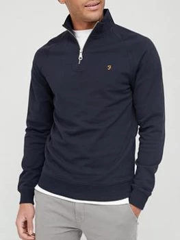 Farah Jim 1/4 Zip Sweatshirt - Navy Marl , Navy Marl Size XL Men