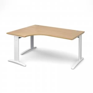 TR10 Deluxe Left Hand Ergonomic Desk 1600mm - White Frame Oak Top