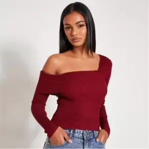 I Saw It First Knitted Off the Shoulder Top - Red