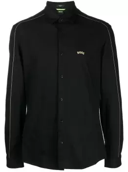 BOSS Logo-embroidered Long-sleeve Shirt Black