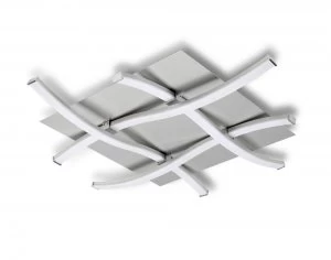 Ceiling 34W LED 3000K, 2600lm, Dimmable Silver, Frosted Acrylic, Polished Chrome