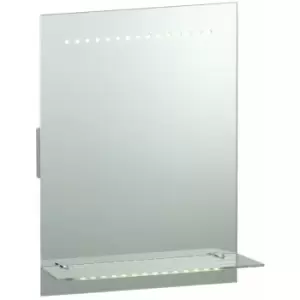 Loops - IP44 LED Bathroom Mirror 50cm x 39cm Vanity Light Glass Shelf & Shaver Socket