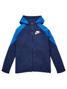 Nike Boys Nsw Mixed Material Full Zip Hoodie, Navy, Size L