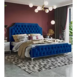 Gaia Bed Double Plush Velvet Blue