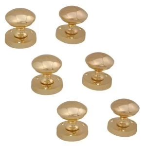 Polished Brass effect Internal Round Latch Door knob Set of 3