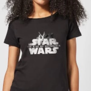 Star Wars The Rise Of Skywalker Rey + Kylo Battle Womens T-Shirt - Black - XXL