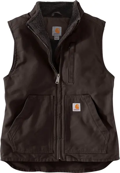 Carhartt Sherpa Lined Mock Neck Ladies Vest, brown, Size XS for Women