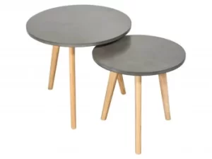 LPD Hex Concrete Effect Round Nest of Tables Flat Packed