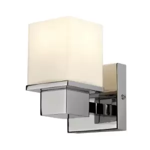 IP44 Wall Light Square Shaped Opaque Glass Shade Polished Chrome LED G9 3.5W