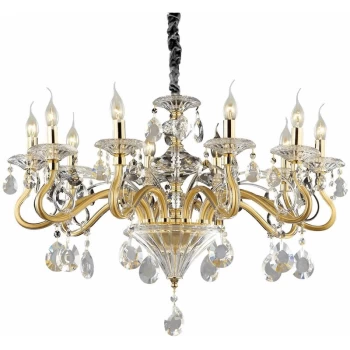 Ideal Lux Lighting - Ideal Lux Negresco - 10 Light Chandelier Gold Finish, E14