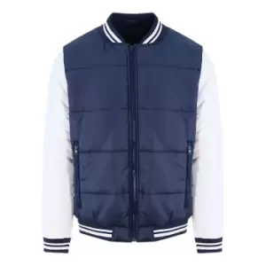 AWDis Just Hoods Adults Unisex Varsity Puffer Jacket (XS) (New French Navy/White)