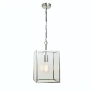 Ceiling Pendant Light Bright Nickel & Clear Glass 40W E27 Dimmable e10173