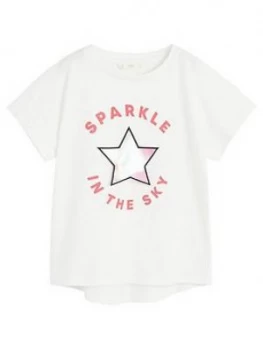 Mango Girls Sparkle In The Sky Short Sleeve Tshirt - White