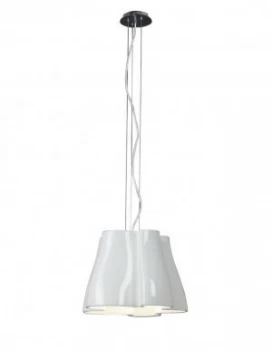 Dome Ceiling Pendant 3 Light E27, Gloss White, Polished Chrome