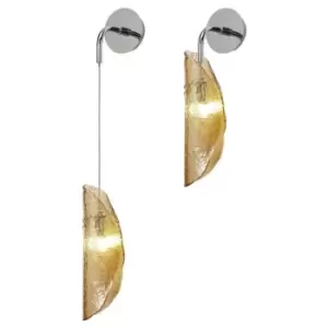 Luminosa Lighting - Luminosa Wall Light, 1 x G9, Polished Chrome, Amber Glass