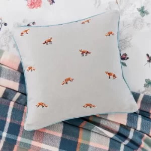 Joules Woodland Floral Cushion Grey, Orange and Blue