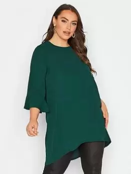 Yours Flute Sleeve Tunic Top - Green, Size 18, Women