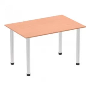 Impulse 1200mm Straight Table Beech Top Brushed Aluminium Post Leg I00