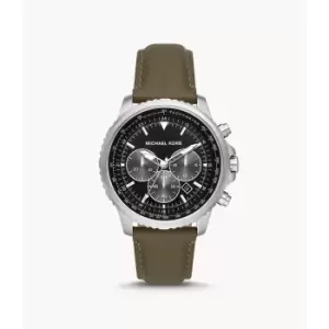 Michael Kors Mens Cortlandt Chronograph Olive Leather Watch - Green