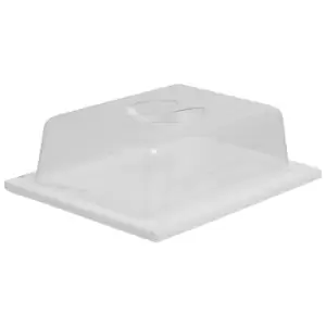 Premier Housewares Rectangular Marble Cheese Board with a Clear Plastic Lid - White