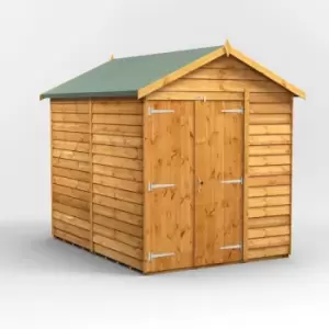 8x6 Power Overlap Windowless Apex Double Door Garden Shed