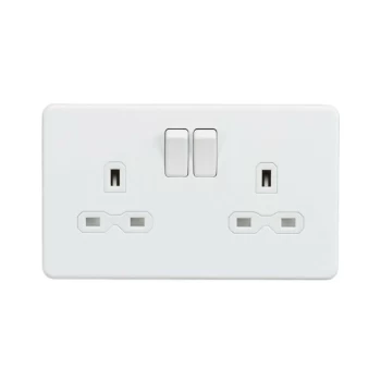 Screwless 13A 2G DP switched socket - Matt white - Knightsbridge