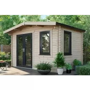 Power Sheds 8 x 12ft Left Hand Door Apex Chalet Log Cabin