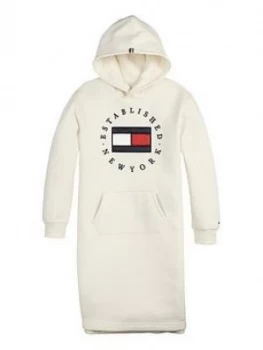 Tommy Hilfiger Girls Heritage Logo Hoodie Dress - Ivory