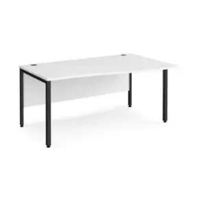 Office Desk Right Hand Wave Desk 1600mm White Top With Black Frame Maestro 25 MB16WRKWH