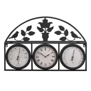 Garden Gear Outdoor Wall Clock and Weather Station - Black