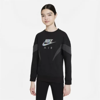 Nike Air Big Kids (Girls') French Terry Crew - Black/Grey