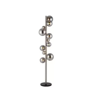 Marshall Floor Lamp, 11 Light G9, Satin Nickel, Chrome Plated Glass