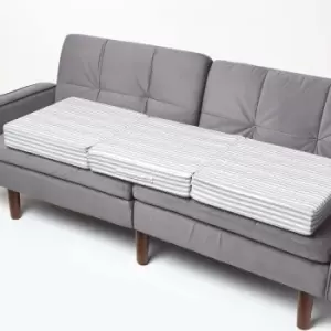 Grey Stripe Cotton Orthopaedic Foam 3 Seater Booster Cushion - Grey Stripe - Homescapes