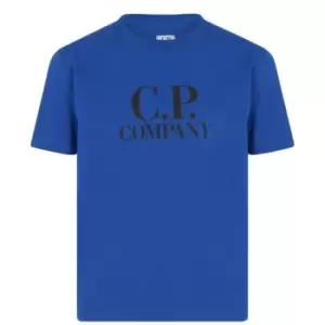 CP COMPANY Boys Goggle Logo T Shirt - Blue