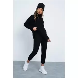 I Saw It First Black Knitted Roll Neck Jumper And Legging Set - Black