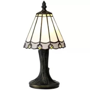 Luminosa Lighting - Tiffany Table Lamp, 1 x E14, White, Grey, Clear Crystal Shade