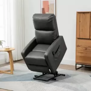 HOMCOM Riser And Recliner Chairs PU Leather Upholstered Lift Chair With Remote Control And Side Pockets Charcoal Grey