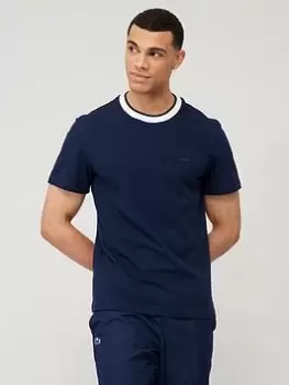 Lacoste Contrast Collar T-Shirt - Navy, Size 2XL, Men