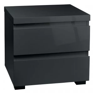 Puro Grey 2 Drawer Bedside Cabinet Grey