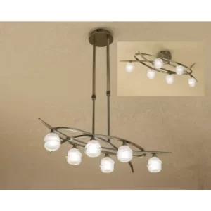 Loop Convertible Telescopic Semi-Ceiling Light 6 Bulbs G9 ECO, antique brass