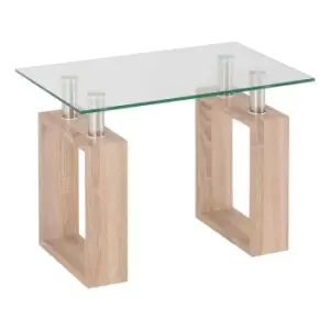 Seconique Milan Lamp Table - Light Sonoma Oak/Glass