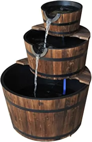 Outsunny Wooden Water Pump Fountain, 3 Tier-Fir Wood/Steel