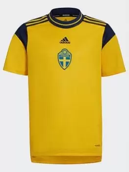 adidas Sweden 21/22 Home Jersey, Yellow, Size 15-16 Years