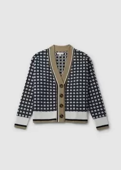 Barbour Womens Francesca Geometric Wool Cardigan In Cream