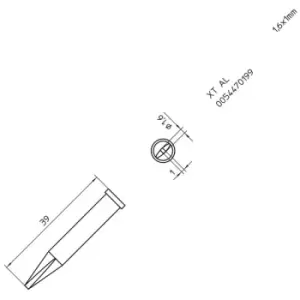 Weller Xt Al Tip, Chisel, Pb-Free, 1.6X1Mm